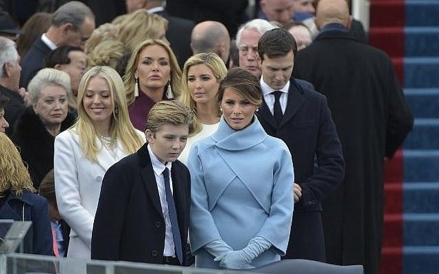 President-elect Donald Trump's wife Melania and children Barronn (C), Tiffany (L), daugther-in-law Vanessa, daughter Ivanka and son-in-law Jared Kushner are seen in the stands on the platform at the US Capitol in Washington, DC, on January 20, 2017, for Trump's swearing-in ceremony. (AFP PHOTO/Mandel NGAN) President-elect Donald Trump's wife Melania and children Barronn (C), Tiffany (L), daugther-in-law Vanessa, daughter Ivanka and son-in-law Jared Kushner are seen in the stands on the platform at the US Capitol in Washington, DC, on January 20, 2017, for Trump's swearing-in ceremony. (AFP PHOTO/Mandel NGAN)
