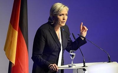 French National Front (FN) leader Marine Le Pen gives a speech to open a meeting on January 21, 2017 in Koblenz, western Germany. (AFP PHOTO / Roberto Pfeil)