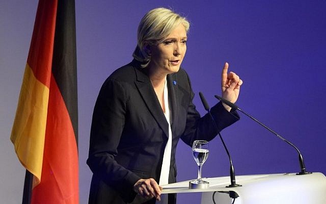 French National Front (FN) leader Marine Le Pen gives a speech to open a meeting on January 21, 2017 in Koblenz, western Germany. (AFP PHOTO / Roberto Pfeil) French National Front (FN) leader Marine Le Pen gives a speech to open a meeting on January 21, 2017 in Koblenz, western Germany. (AFP PHOTO / Roberto Pfeil)