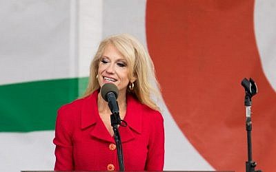Kellyanne Conway senior aide to US president Donald Trump speaks at the March for Life rally on January 27, 2017 in Washington,DC. (AFP PHOTO / Tasos Katopodis)