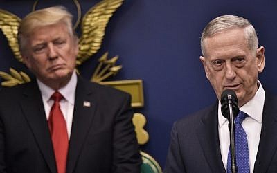 US Secretary of Defense James Mattis speaks after his ceremonial swearing-in as secretary of defense watched by US President Donald Trump on January 27, 2017 at the Pentagon in Washington, DC. AFP / MANDEL NGAN) US Secretary of Defense James Mattis speaks after his ceremonial swearing-in as secretary of defense watched by US President Donald Trump on January 27, 2017 at the Pentagon in Washington, DC. AFP / MANDEL NGAN)