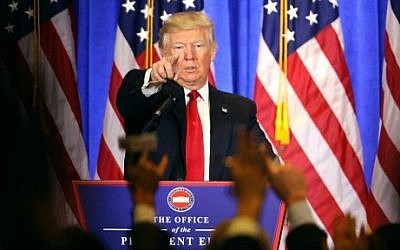 President-elect Donald Trump speaks at a news conference at Trump Tower on January 11, 2017 in New York City. (Spencer Platt/Getty Images/AFP) President-elect Donald Trump speaks at a news conference at Trump Tower on January 11, 2017 in New York City. (Spencer Platt/Getty Images/AFP)