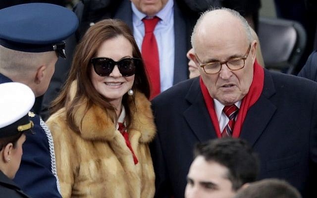 Rudy Giuliani, former mayor of New York, and wife Judith Giuliani arrive on the West Front of the US Capitol on January 20, 2017 in Washington, DC, for Donald J. Trump inauguration ceremony (Chip Somodevilla/Getty Images/AFP). Rudy Giuliani, former mayor of New York, and wife Judith Giuliani arrive on the West Front of the US Capitol on January 20, 2017 in Washington, DC, for Donald J. Trump inauguration ceremony (Chip Somodevilla/Getty Images/AFP).