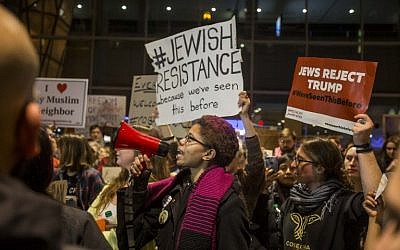 Illustrative: Protestors rally at a demonstration against the new ban on immigration issued by US President Donald Trump at Logan International Airport on January 28, 2017 in Boston, Massachusetts. (Scott Eisen/Getty Images/AFP)