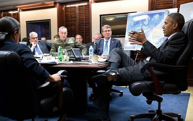 'I spend a lot of time every year in the Situation Room, which is not my favorite room to work in because it’s so difficult to move around. Here the President convenes a National Security Council meeting,' March 18, 2016. (Official White House photo/Pete Souza)