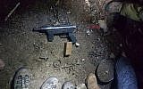 A Carlo-style submachine gun that was allegedly used in a shooting attack on an Israeli car in the central West Bank on January 27, 2017. (IDF Spokesperson's Unit)