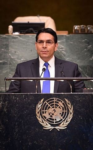 Danny Danon speaks at the UN General Assembly. (Shahar Azran)