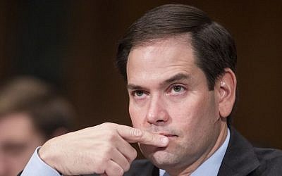 Florida Sen. Marco Rubio (R) on Capitol Hill, Thursday, Jan. 12, 2017, before introducing Housing and Urban Development Secretary-designate Ben Carson to the Senate Banking, Housing, and Urban Affairs Committee confirmation hearing for Carson. (AP Photo/Zach Gibson) 