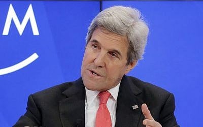 U.S Secretary of State John Kerry speaks at the World Economic Forum in Davos, Switzerland, Tuesday, Jan. 17, 2017. (AP Photo/Michel Euler)