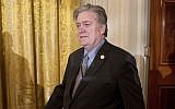 President Donald Trump's White House Senior Advisor Steve Bannon arrives at a White House senior staff swearing in ceremony in the East Room of the White House, Sunday, Jan. 22, 2017 (AP Photo/Andrew Harnik)