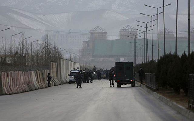 Afghan security forces inspect the site of two large bombings in Kabul, Afghanistan, January 10, 2017. (AP/Rahmat Gul) Afghan security forces inspect the site of two large bombings in Kabul, Afghanistan, January 10, 2017. (AP/Rahmat Gul)