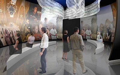 Rendering of the new core exhibition at the Museum of the Jewish People at Beit Hatfutsot, which will be introduced in 2019. (Courtesy of Gallagher & Associates)