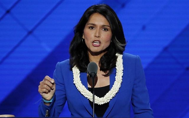 In this July 26, 2016 file photo, Rep. Tulsi Gabbard, D-Hawaii speaks at the Democratic National Convention in Philadelphia. (AP Photo/J. Scott Applewhite, File) In this July 26, 2016 file photo, Rep. Tulsi Gabbard, D-Hawaii speaks at the Democratic National Convention in Philadelphia. (AP Photo/J. Scott Applewhite, File)