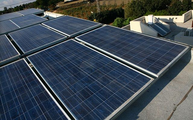 Illustrative photo of solar panels on the roof of a private home, August 13 , 2009. (Chen Leopold / Flash 90)