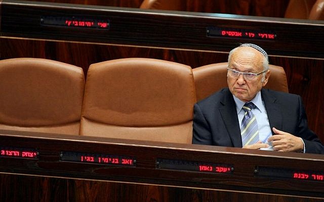 Former Justice Minister Yaakov Neeman sits at the plenum of the Knesset in Jerusalem on Tuesday, December 8, 2009. (Kobi Gideon/Flash90) Former Justice Minister Yaakov Neeman sits at the plenum of the Knesset in Jerusalem on Tuesday, December 8, 2009. (Kobi Gideon/Flash90)