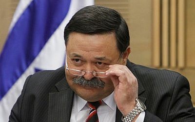 Then co-chairman of the Jewish National Fund Eli Aflalo, in the Knesset on May 16, 2012. (Miriam Alster/Flash90)