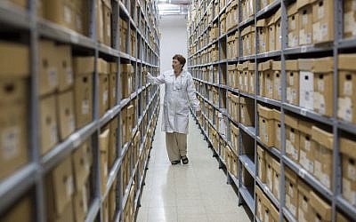 Illustrative photo of the Israeli state archives in Jerusalem on September 3, 2012. (Yonatan Sindel/Flash90)
