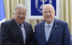 President Reuven Rivlin meets with Gérard Larcher, President of the Senate of France, at Rivlin's residence in Jerusalem, January 3, 2017. Mark Neyman/GPO)