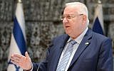 President Reuven Rivlin speaks during an event hosting Israeli ambassadors to European countries, at the President's residence in Jerusalem, January 1, 2017. (Mark Neyman/GPO)