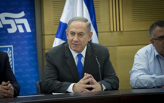 Prime Minister Benjamin Netanyahu leads a Likud faction meeting in the Knesset, January 2, 2017. (Miriam Alster/FLASH90) Prime Minister Benjamin Netanyahu leads a Likud faction meeting in the Knesset, January 2, 2017. (Miriam Alster/FLASH90)