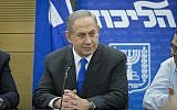 Prime Minister Benjamin Netanyahu leads a Likud faction meeting on January 2, 2017. (Miriam Alster/FLASH90)