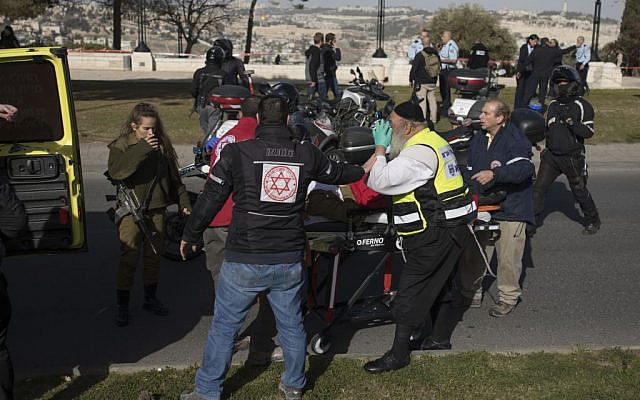 The scene where a truck rammed into a group of Israeli soldiers, killing at least four in a suspected vehicle-ramming attack, in the Armon Hanetziv neighborhood of Jerusalem on January 8, 2017. (Yonatan Sindel/Flash90) The scene where a truck rammed into a group of Israeli soldiers, killing at least four in a suspected vehicle-ramming attack, in the Armon Hanetziv neighborhood of Jerusalem on January 8, 2017. (Yonatan Sindel/Flash90)