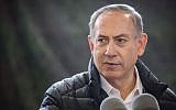 Prime Minister Benjamin Netanyahu delivers a statement to the press after during a visit to the IDF West Bank Division, January 10, 2017. (Hadas Parush/FLASH90)