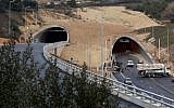 View of the new Harel tunnels on Route 1, the Tel Aviv-Jerusalem highway, on January 19, 2017. (Yossi Zamir/Flash90)
