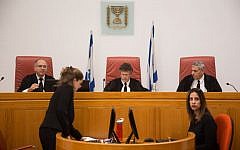 The judges at the Supreme Court at the beginning of the appeal against the State in demand of releasing the body of Abu al-Qia’an, on January 23, 2017.  (Hadas Parush/Flash90)