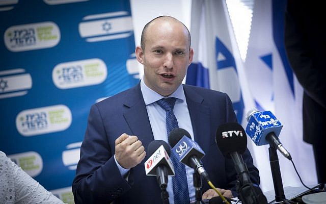 Jewish Home head Naftali Bennett chairs a Knesset faction meeting on january 23, 2017. Miriam Alster/Flash90)