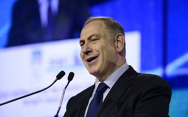 Prime Minister Benjamin Netanyahu speaks at a conference in Tel Aviv, January 24, 2017. (Tomer Neuberg/FLASH90) Prime Minister Benjamin Netanyahu speaks at a conference in Tel Aviv, January 24, 2017. (Tomer Neuberg/FLASH90)