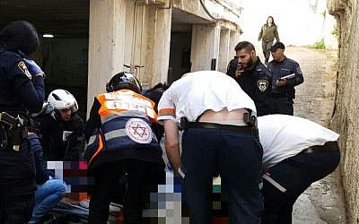 Scene of one of the two shootings in Haifa on Tuesday, January 3, 2017. (Magen David Adom Spokesman) 