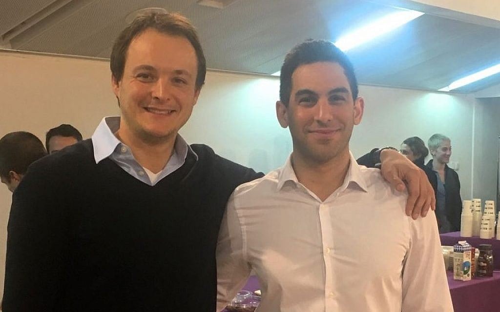 Founders of the Middle East Business Forum at Tel Aviv University, 26-year-old Jowan Qupty (right), who is from Jerusalem, and 31-year-old Jesse Divon (left). The forum was launched January 22, 2017. (Courtesy) Founders of the Middle East Business Forum at Tel Aviv University, 26-year-old Jowan Qupty (right), who is from Jerusalem, and 31-year-old Jesse Divon (left). The forum was launched January 22, 2017. (Courtesy)