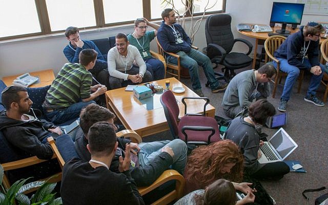 Participants at JDC's Social Impact Hackathon held in Jerusalem to close social gaps in Israel, January 2017 (Courtesy)