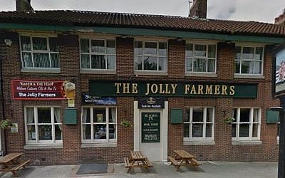 The Jolly Farmers pub, scene of an anti-Semitic and homophobic attack on a gay couple on Christmas Day 2016, in Thornaby, north Yorkshire, England. (Screen capture: Google maps)