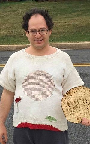 One of Barsky's two Passover-themed sweaters. 'You can't forget the frogs,' he laughed. (Courtesy/Facebook)