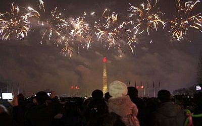 North Koreans gather to watch a New Year's fireworks display at the Kim Il Sung Square in Pyongyang, North Korea, January 1, 2017. (AP/Kim Kwang Hyon)