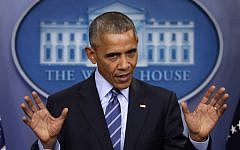 Former US president Barack Obama speaks during a news conference in the briefing room of the White House in Washington, December 16, 2016. (AP/Pablo Martinez Monsivais)