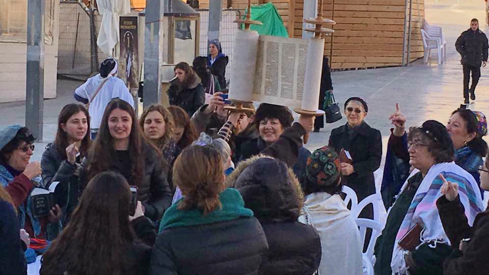 Original Women of the Wall participate in a celebratory Torah reading at the Western Wall on Monday, January 23, 2017. (Alden Solovy) Illustrative: Original Women of the Wall participate in a celebratory Torah reading at the Western Wall on Monday, January 23, 2017. (Alden Solovy)