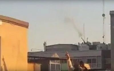 Cannons fire at quadcopter in Tehran's no-fly zone, January 16, 2017 (Screen capture: YouTube)