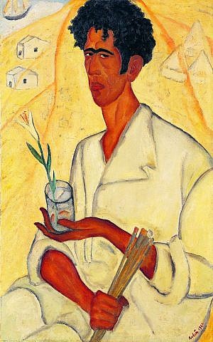 Another Reuven Rubin self-portait, this one with the artist holding a lily, reflecting on how Jesus called himself a lily of the valley (Courtesy Israel Museum)