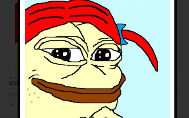 A screenshot of a meme of Pepe the Frog posted by a worker at Wendy's (screenshot from Twitter via JTA) A screenshot of a meme of Pepe the Frog posted by a worker at Wendy's (screenshot from Twitter via JTA)