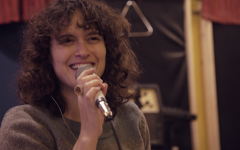 Singer Gal De Paz at a rehearsal in Tel Aviv. January 10, 2016. (Luke Tress/Times of Israel)