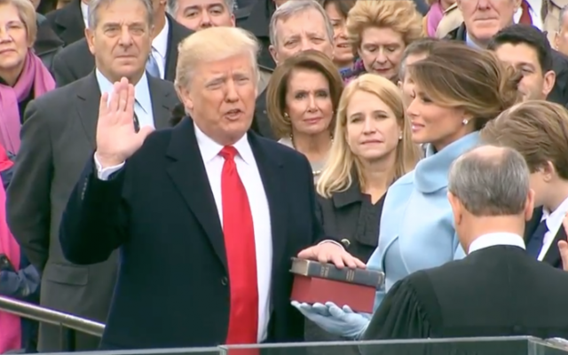 President Donald Trump is sworn into office, January 20, 2017 (White House Screenshot)