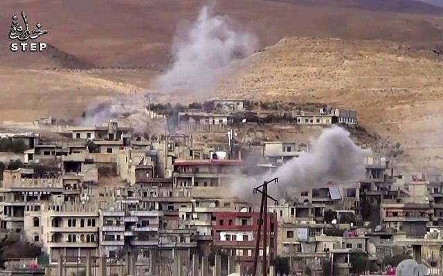 This file frame grab from video provided on Sunday, Dec. 25, 2016 by Step News Agency, a Syrian opposition media outlet that is consistent with independent AP reporting, shows smoke rise from the government forces shelling on Wadi Barada, northwest of Damascus, Syria. (Step News Agency, via AP, File) This file frame grab from video provided on Sunday, Dec. 25, 2016 by Step News Agency, a Syrian opposition media outlet that is consistent with independent AP reporting, shows smoke rise from the government forces shelling on Wadi Barada, northwest of Damascus, Syria. (Step News Agency, via AP, File)