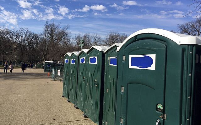A row of portable restrooms, with the name “Don’s Johns” covered up, is seen on Capitol Hill in Washington, Friday, Jan. 13, 2017 (AP Photo/Matthew Daly) A row of portable restrooms, with the name “Don’s Johns” covered up, is seen on Capitol Hill in Washington, Friday, Jan. 13, 2017 (AP Photo/Matthew Daly)