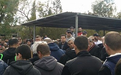 Joint (Arab) List leader Ayman Odeh (center) with fellow MKs from the Joint (Arab) List at the funeral of Lian Zaher Nasser on Tuesday, January 2, 2017. (Credit: Joint (Arab) List spokesperson Joint (Arab) List leader Ayman Odeh (center) with fellow MKs from the Joint (Arab) List at the funeral of Lian Zaher Nasser on Tuesday, January 2, 2017. (Credit: Joint (Arab) List spokesperson)