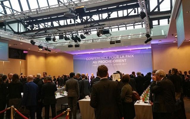 Diplomats ahead of the French Middle East peace conference in Paris on January 15, 2017. (Suha Halifa/Times of Israel)