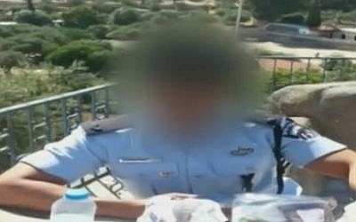 "A," a former Bedouin policeman, is shown in an undated photo with his face blurred out. A claims he was dismissed from the force recently due to the racist attitudes of his commanding officer (Channel 2 news)