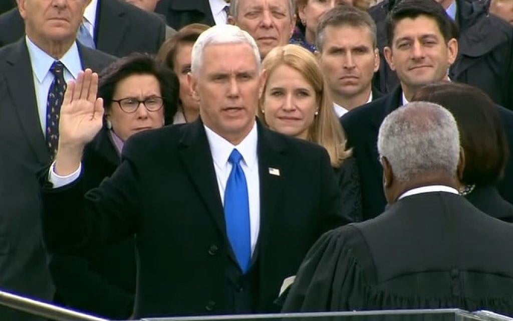 Mike Pence is sworn in as the 48th Vice President of the United Sates on January 20th, 2017 (YouTube screenshot)